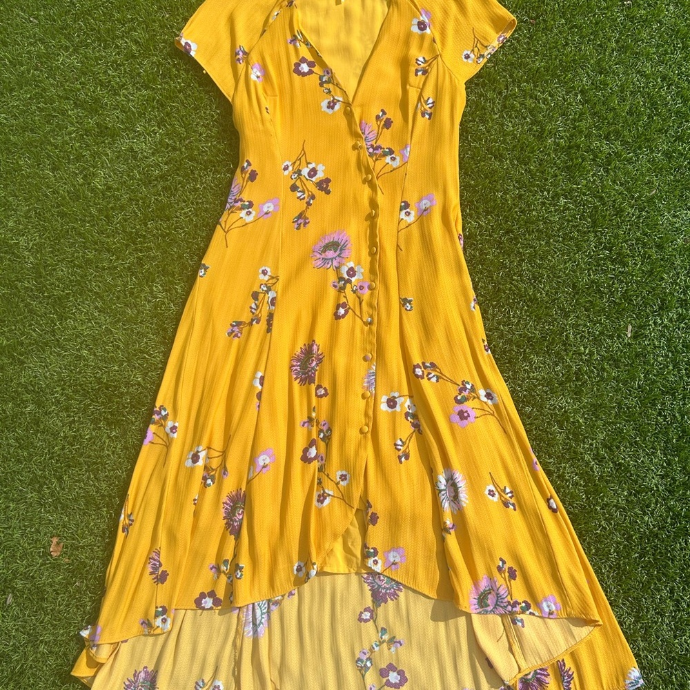 FP Movement by Free People Yellow Floral High Low Dress